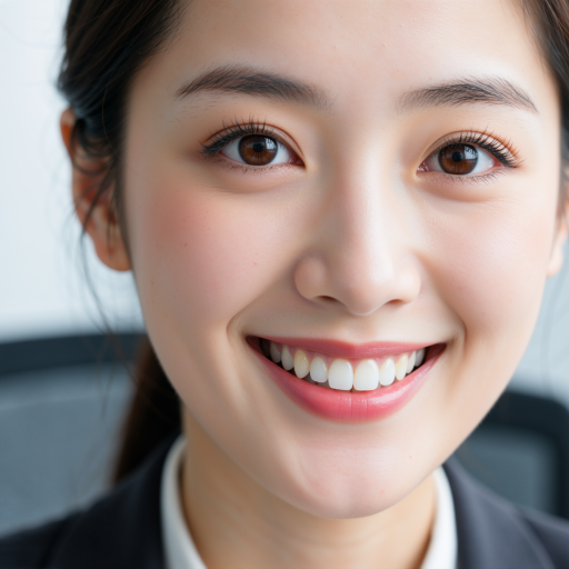 二十五岁左右年轻女性头像，穿职业装，白色背景，自信微笑